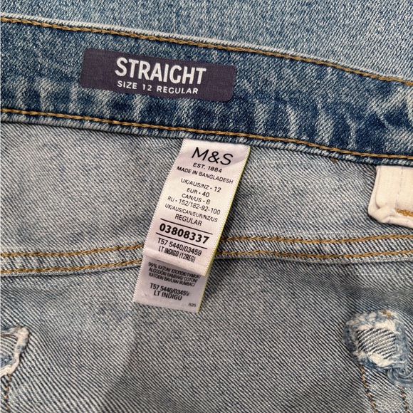Marks and Spencer’s Blue Straight Leg Jeans Size 12 Regular - Picture 8 of 10